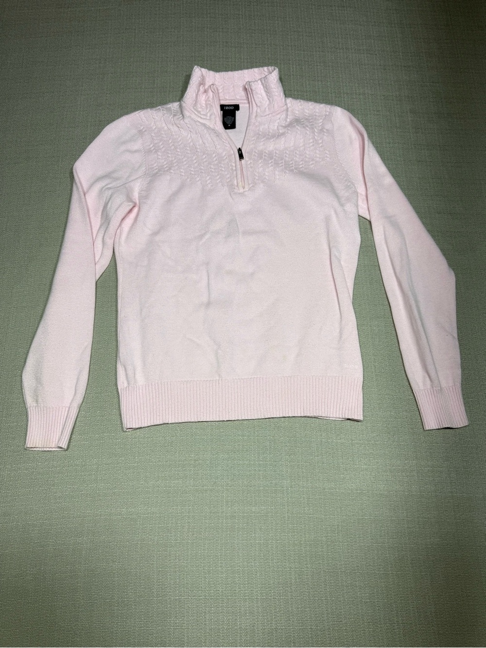 Izod Light Pink Half-Zip Cowl Sweater